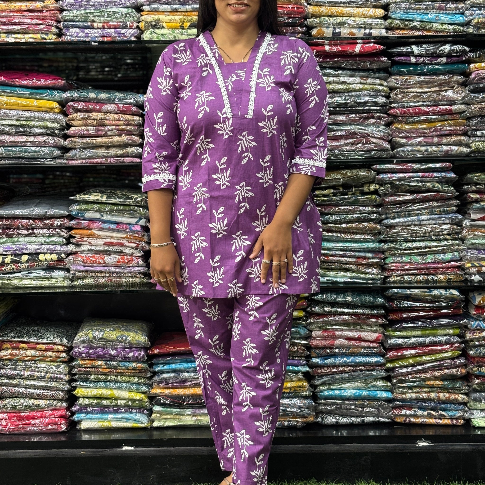 STRAIGHT TUNIC-PLAZO (PURE CAMRIC COTTON)