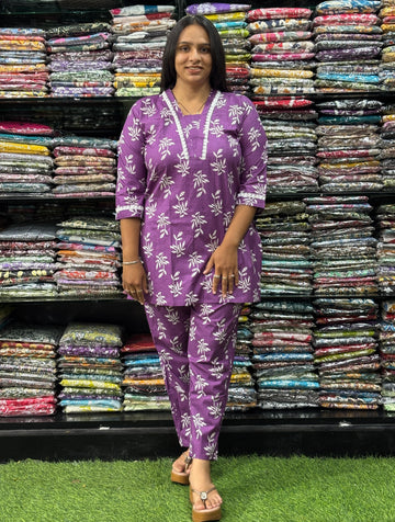 STRAIGHT TUNIC-PLAZO (PURE CAMRIC COTTON)