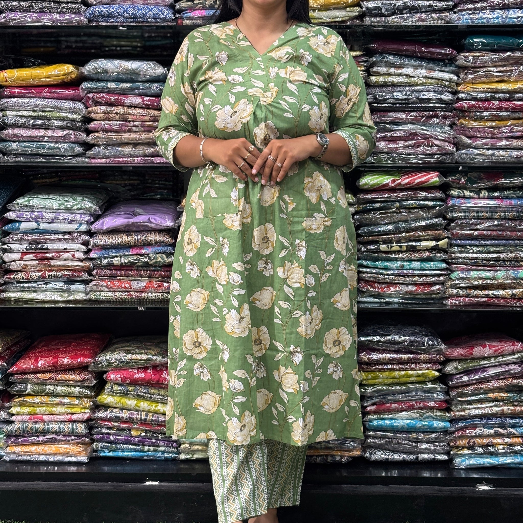 ALINE KURTI-PANT (PURE CAMRIC COTTON)