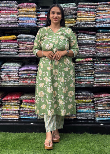 ALINE KURTI-PANT (PURE CAMRIC COTTON)