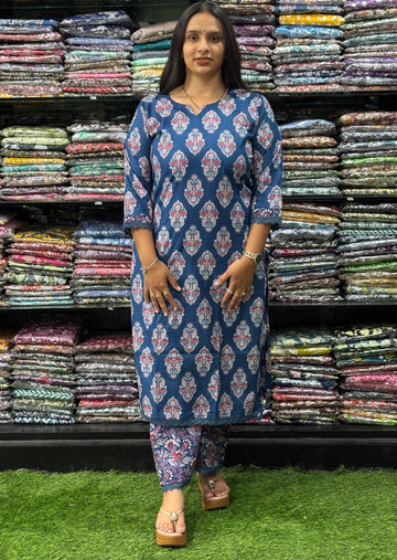 STRAIGHT KURTI-PLAZO (PURE COTTON)