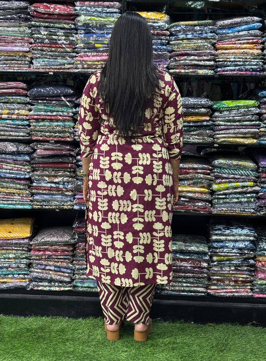 STRAIGHT KURTI-PANT ( PURE COTTON,SUIT COLLAR)