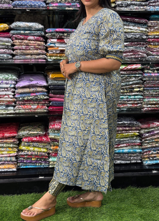 ALINE KURTI-PANT (PURE CAMRIC COTTON)