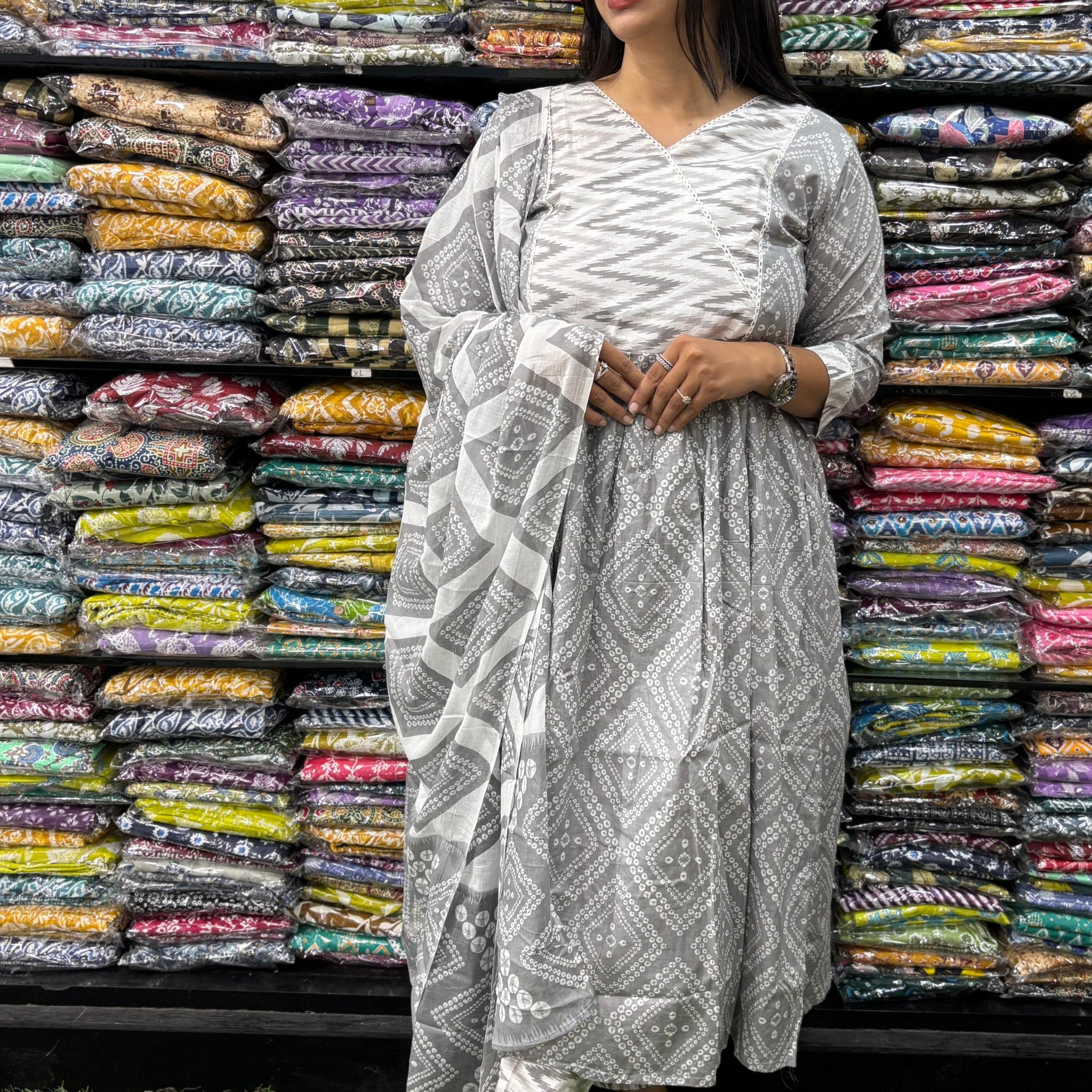 PURE COTTON ROUND KURTI WITH LINING  &  PANT-DUPATTA