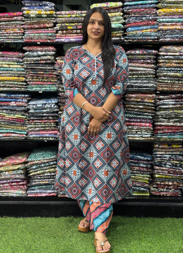 ALINE KURTI-PLAZO (PURE COTTON)