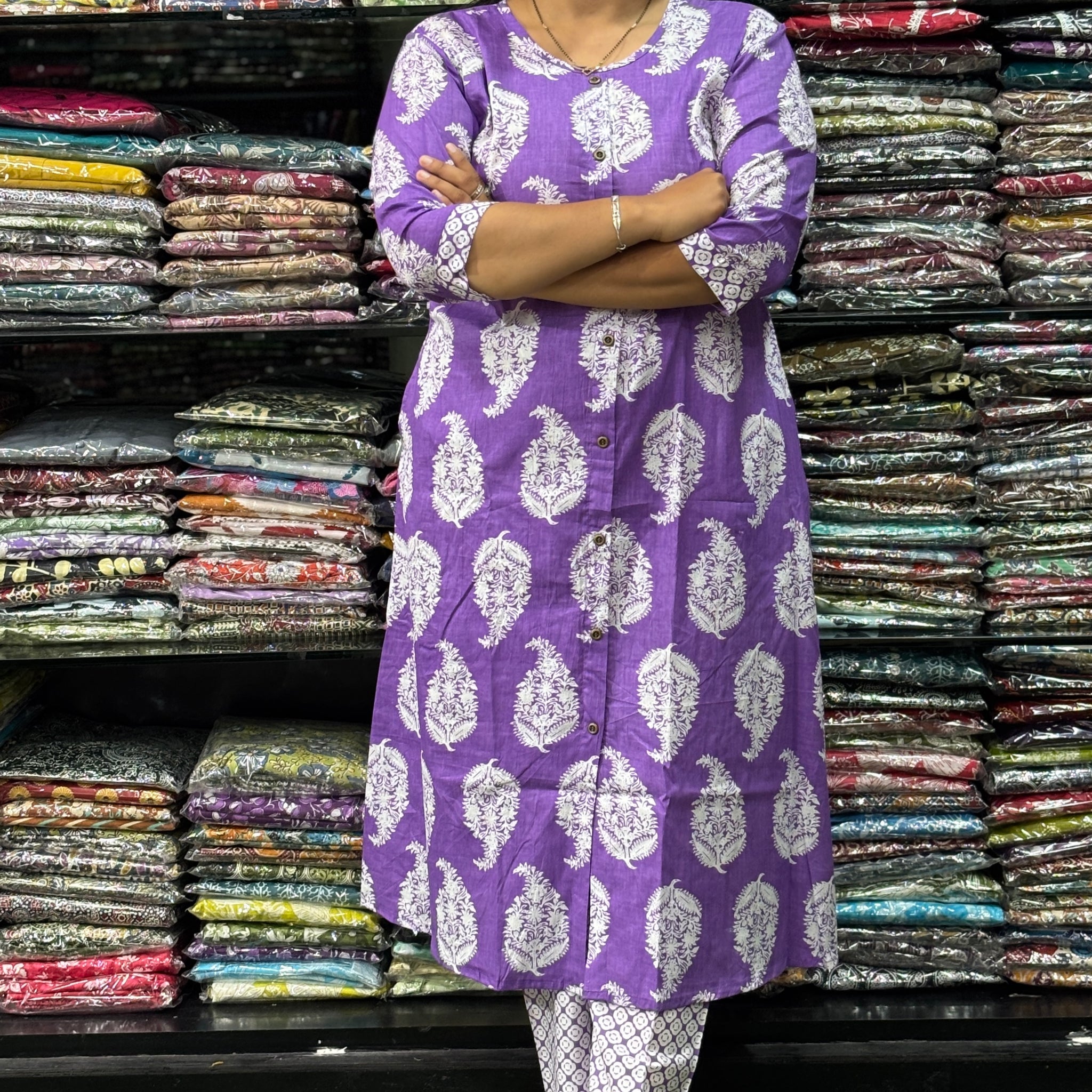 ALINE KURTI-PLAZO (PURE CAMRIC COTTON)