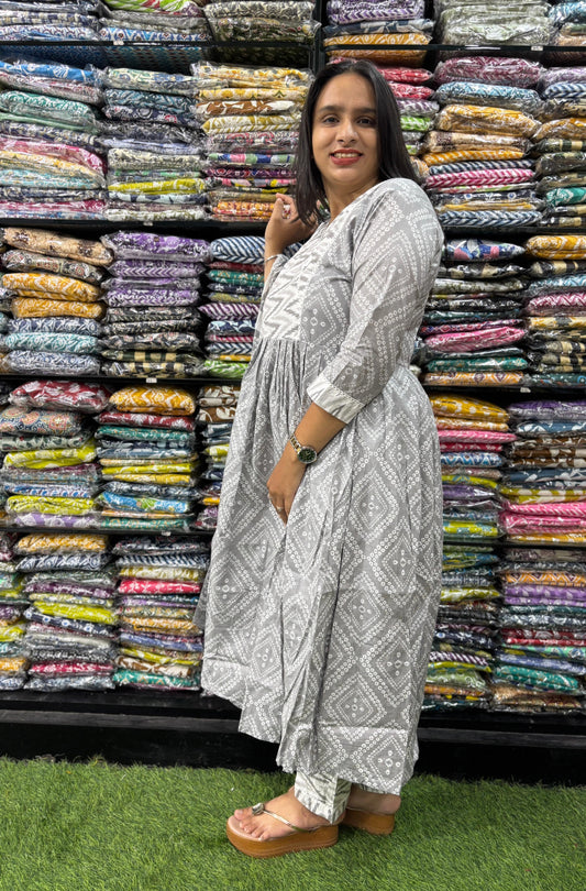 PURE COTTON ROUND KURTI WITH LINING  &  PANT-DUPATTA