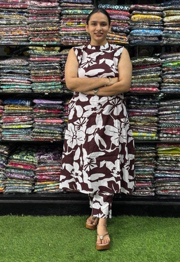 ALINE KURTI-PLAZO (PURE COTTON,ROUND NECK)