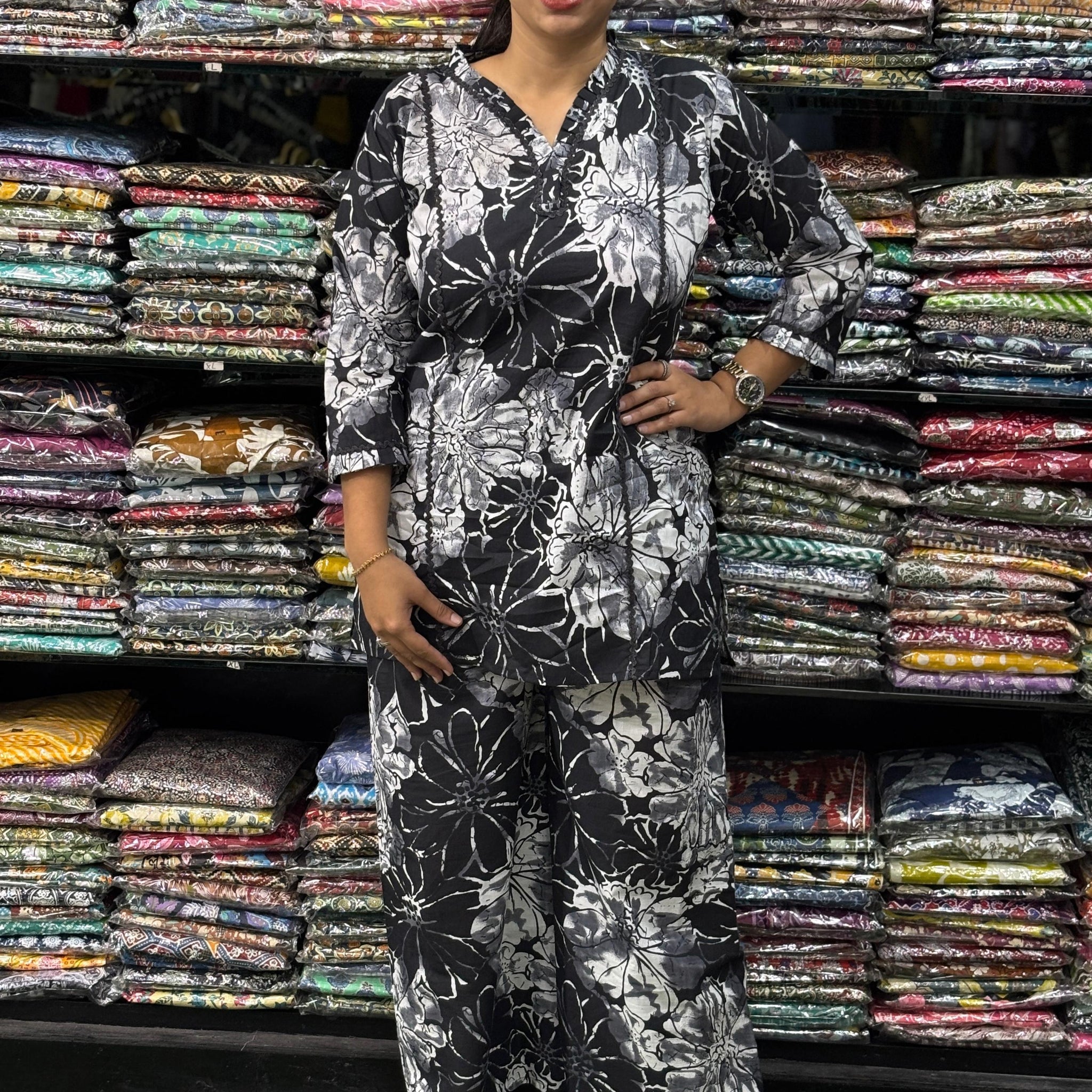 PURE COTTON SHORT KURTI WITH PLAZO