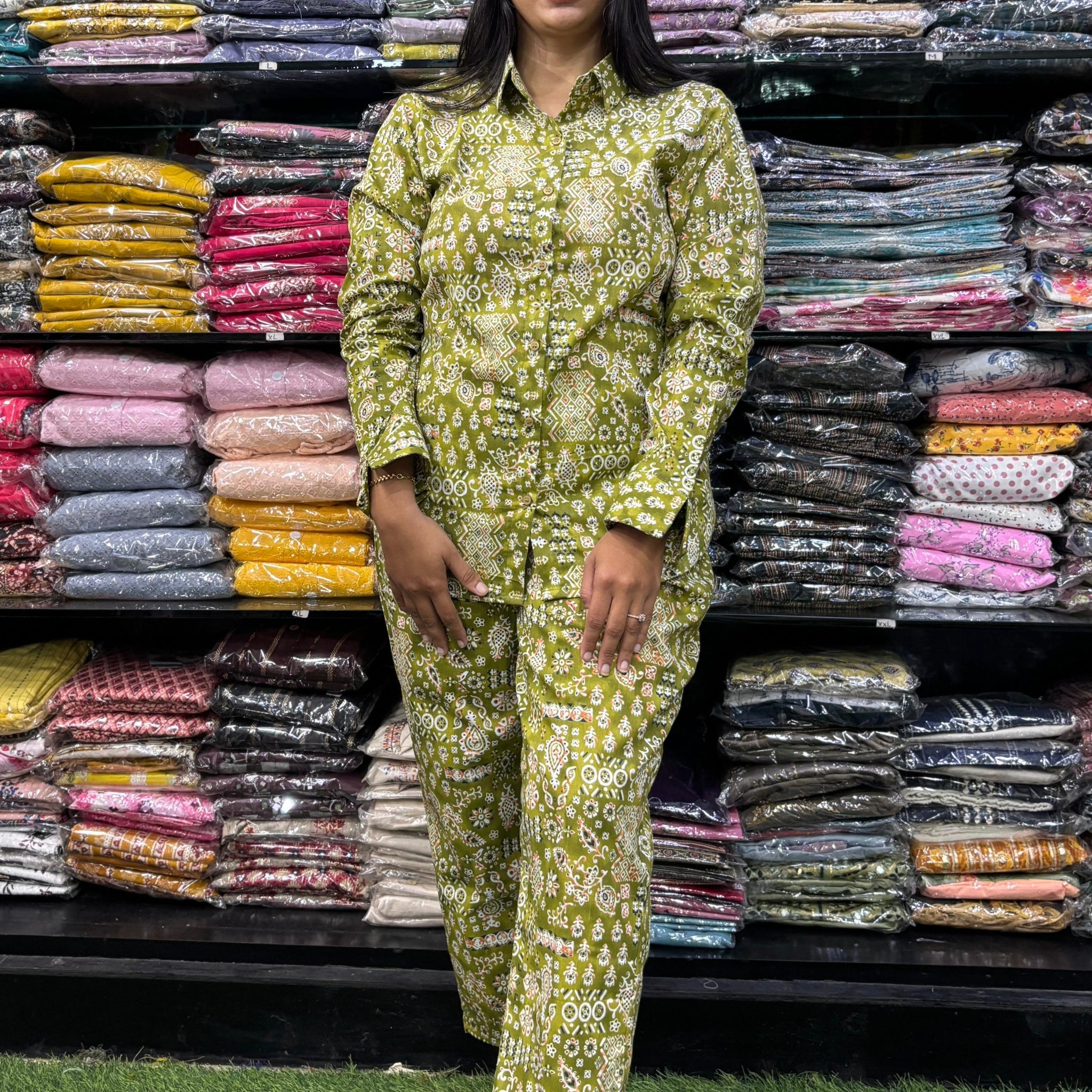 PURE  COTTON SHIRT PANT CORD-SET