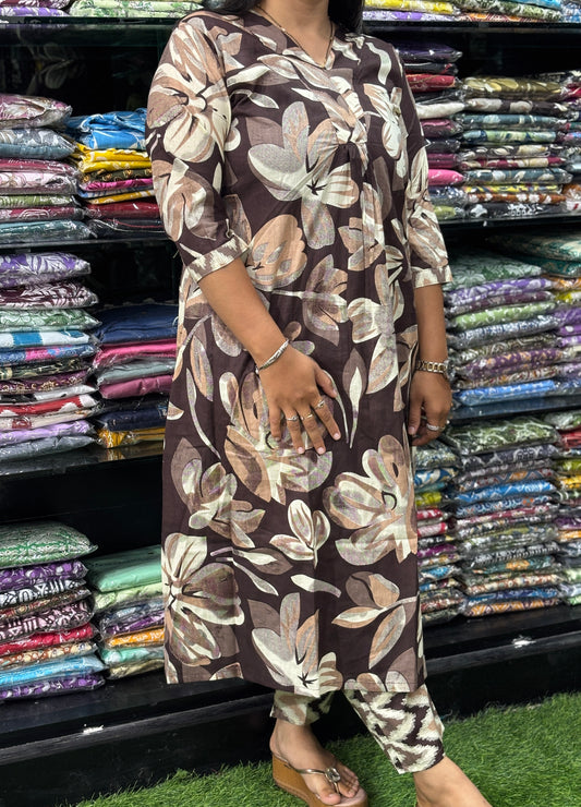 ALINE KURTI-PANT (PURE CAMRIC COTTON)