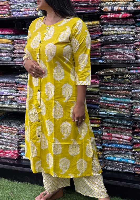 ALINE KURTI-PLAZO (PURE CAMRIC COTTON)