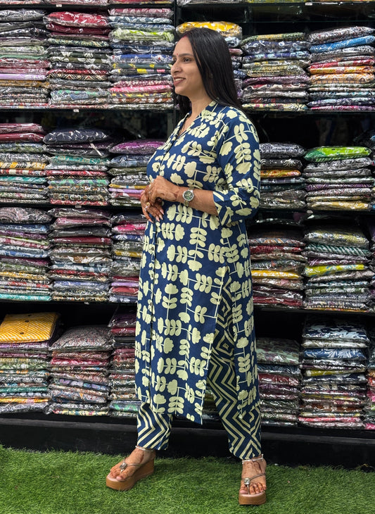 STRAIGHT KURTI-PANT ( PURE COTTON,SUIT COLLAR)