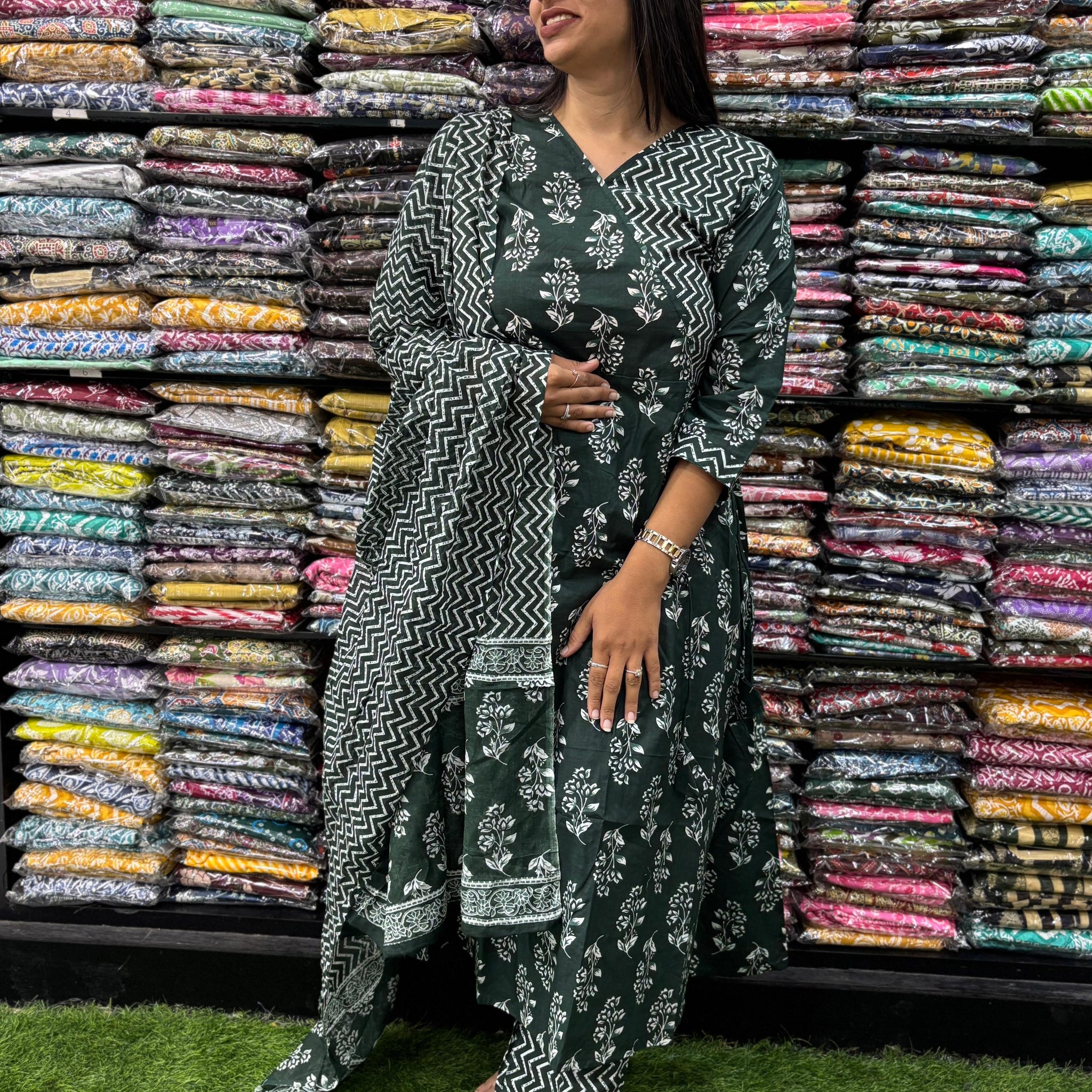 PURE COTTON ALINE KURTI PANT WITH DUPATTA