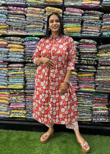 PURE COTTON PINTEX STRAIGHT  KURTI WITH PANT