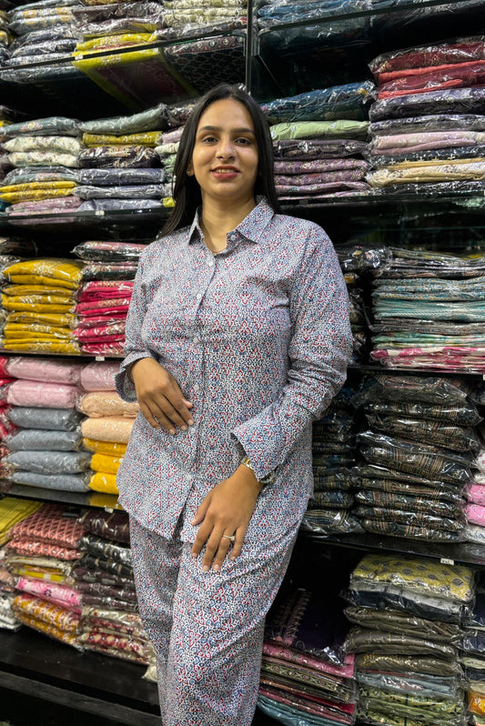 PURE  COTTON SHIRT PANT CORD-SET