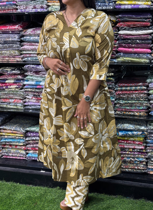 ALINE KURTI-PANT (PURE CAMRIC COTTON)