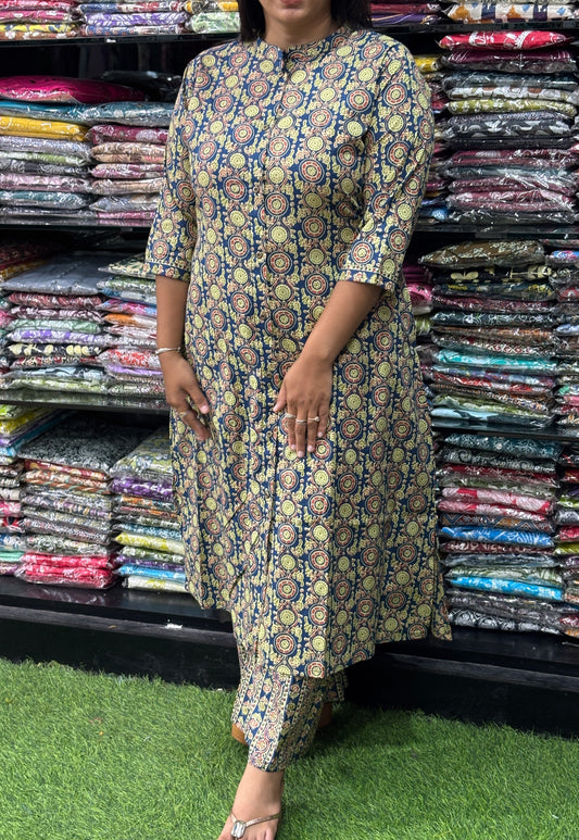 ALINE KURTI-PLAZO (PURE CAMRIC COTTON)