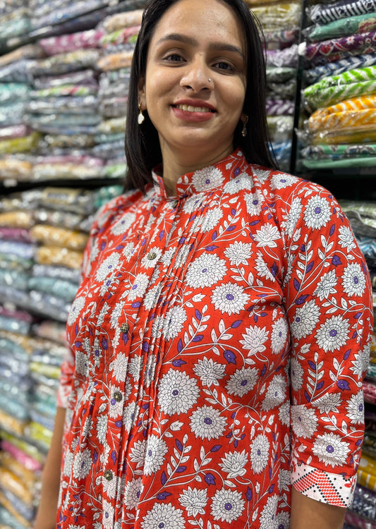 PURE COTTON PINTEX STRAIGHT  KURTI WITH PANT