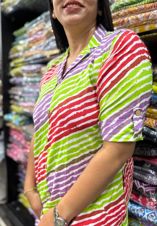 PURE COTTON SUIT COLLAR ALINE KURTI WITH PANT