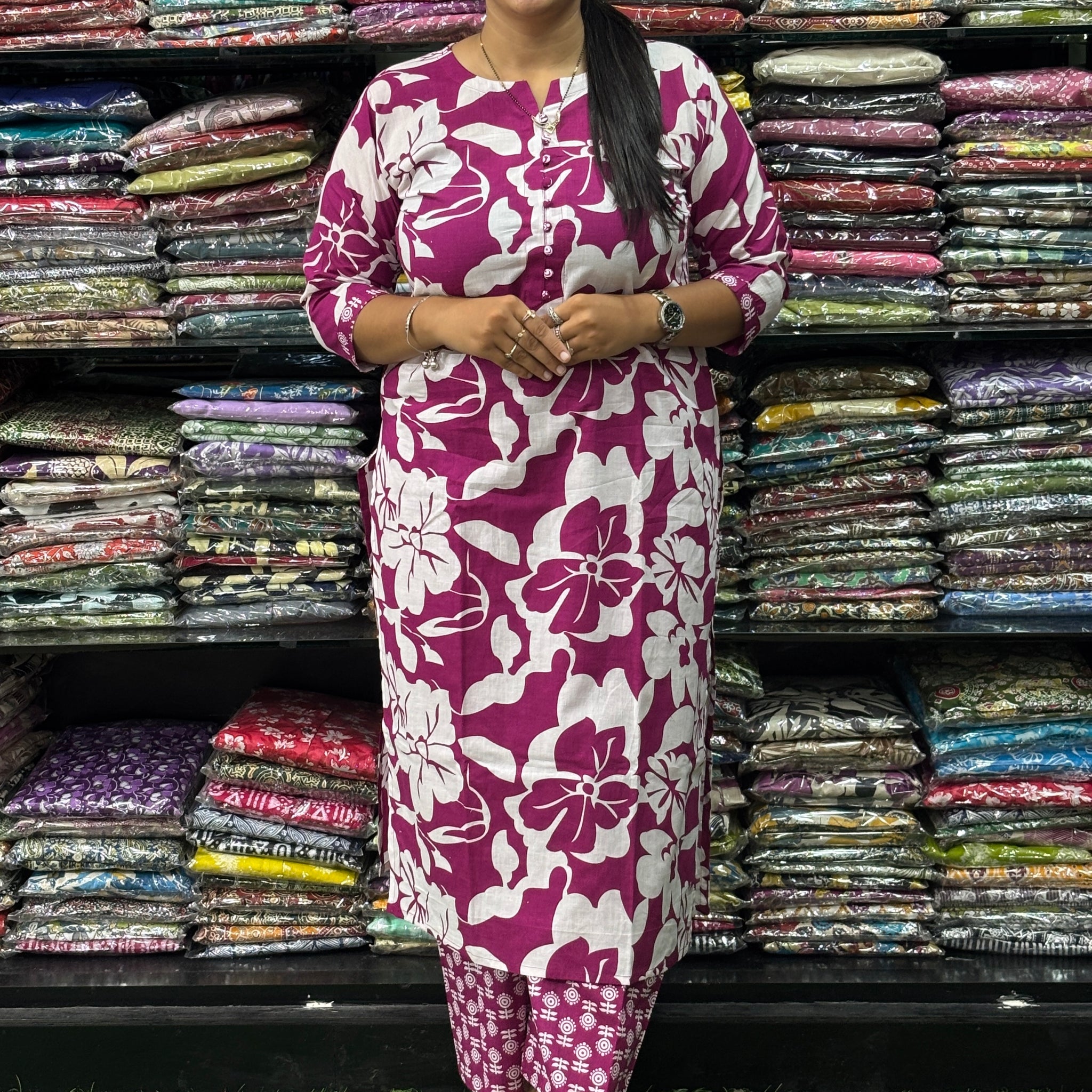 STRAIGHT KURTI-PLAZO (PURE CAMRIC COTTON)