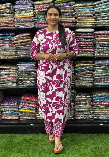 STRAIGHT KURTI-PLAZO (PURE CAMRIC COTTON)