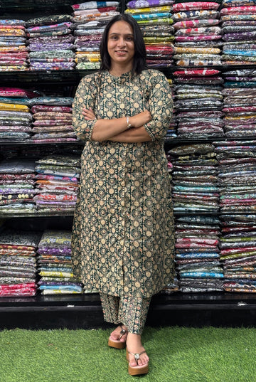 ALINE KURTI-PLAZO (PURE CAMRIC COTTON)