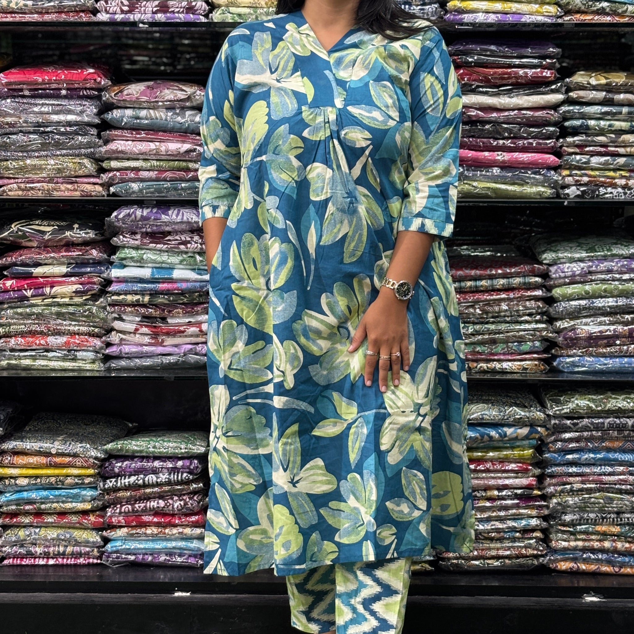 ALINE KURTI-PANT (PURE CAMRIC COTTON)