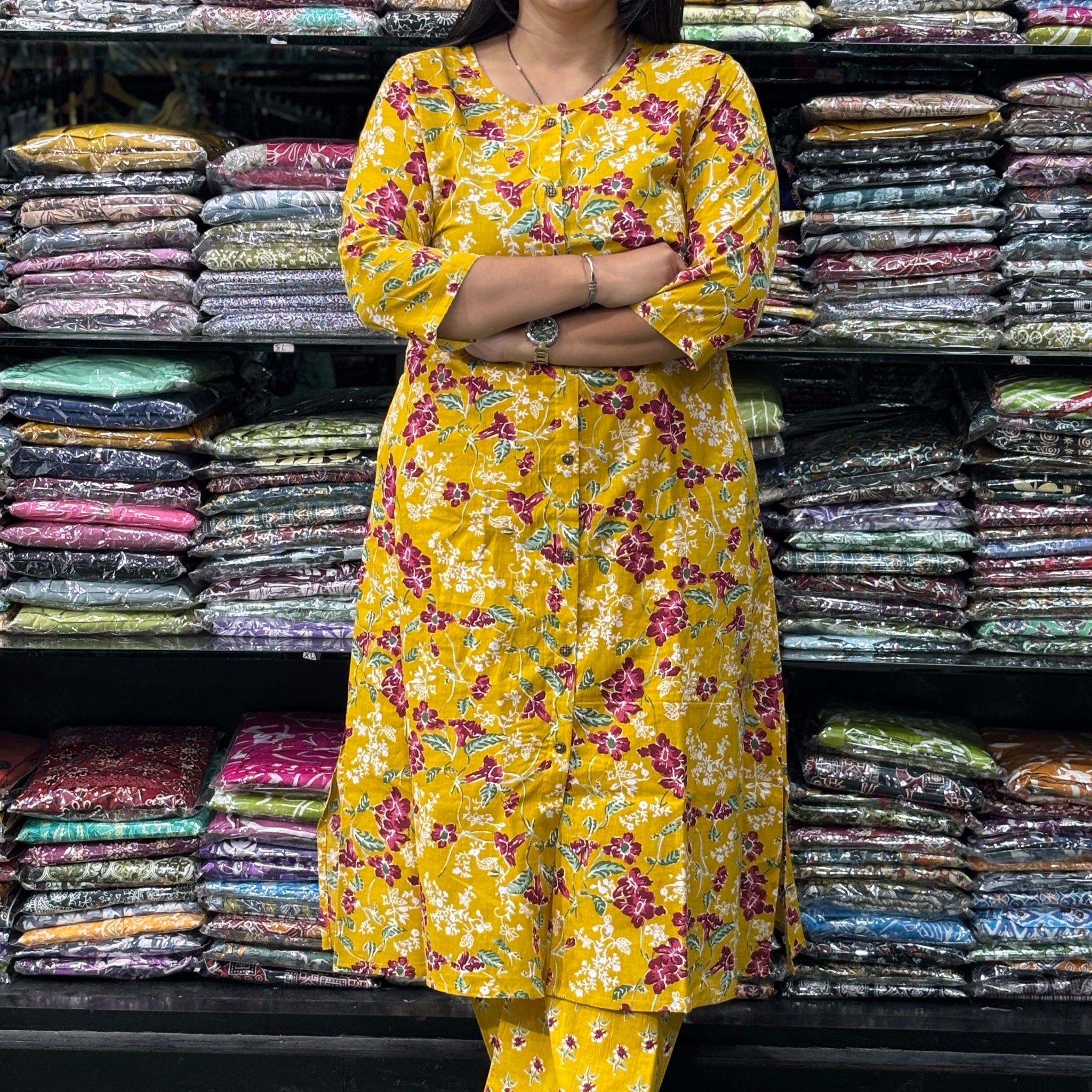 ALINE KURTI-PLAZO (PURE CAMRIC COTTON)