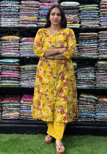 ALINE KURTI-PLAZO (PURE CAMRIC COTTON)