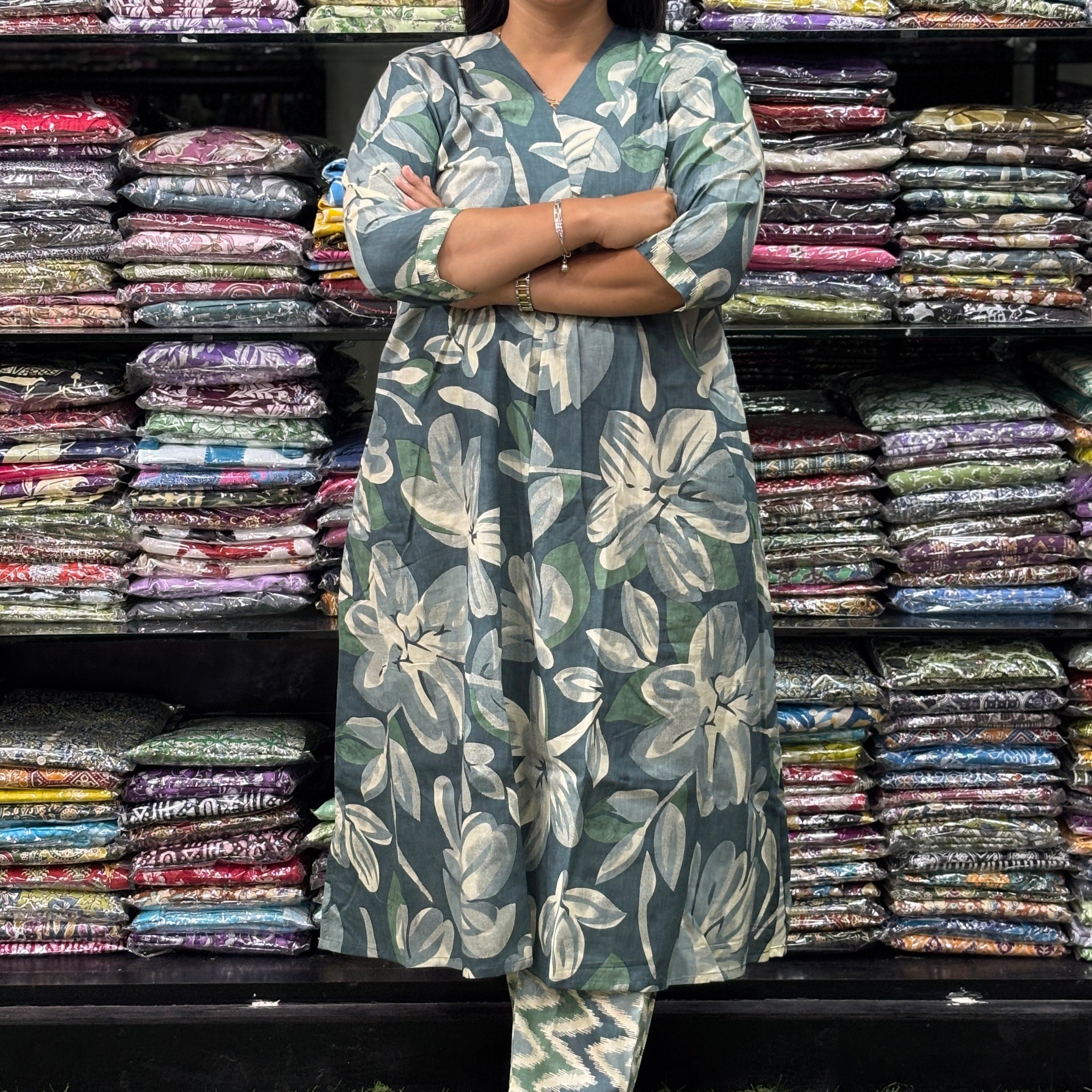 ALINE KURTI-PANT (PURE CAMRIC COTTON)