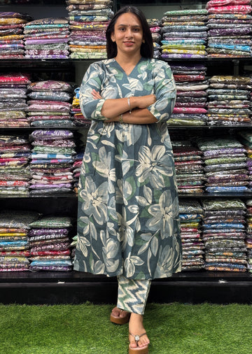 ALINE KURTI-PANT (PURE CAMRIC COTTON)