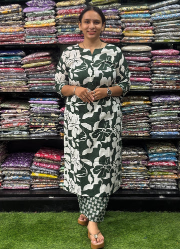 STRAIGHT KURTI-PLAZO (PURE CAMRIC COTTON)