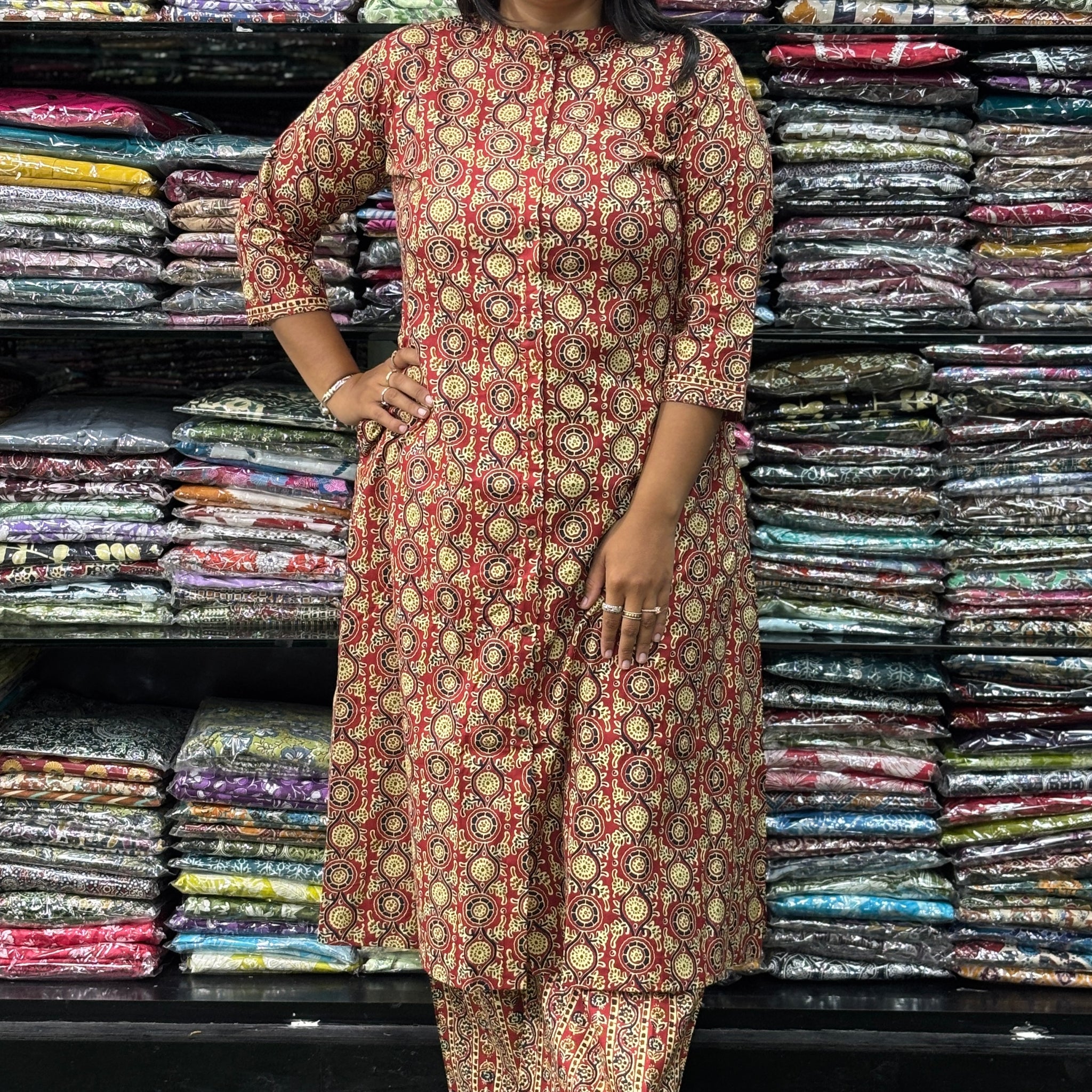 ALINE KURTI-PLAZO (PURE CAMRIC COTTON)