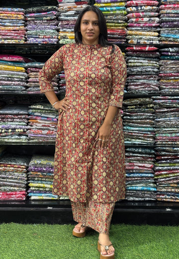 ALINE KURTI-PLAZO (PURE CAMRIC COTTON)