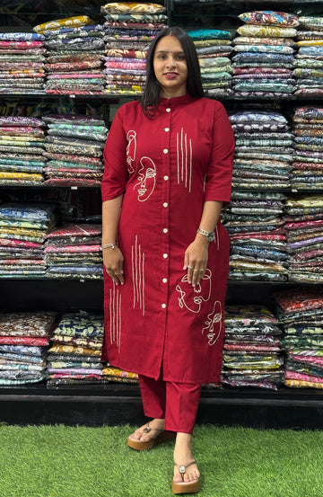 EMBROIDERY KURTI-PANT (PURE COTTON FLEX,STRAIGHT)