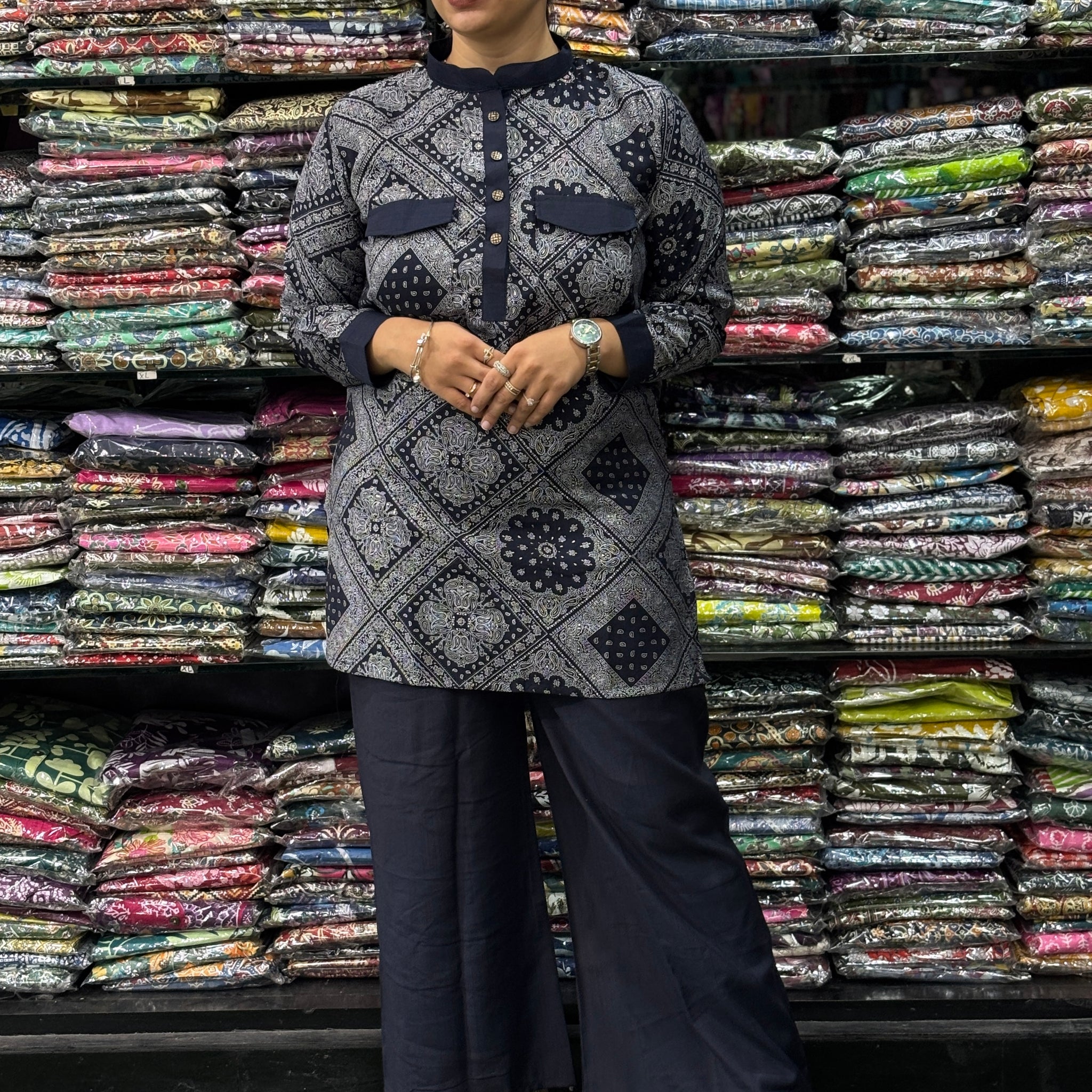 STRAIGHT TUNIC & PLAZO (VERTICAN(POLY COTTON))