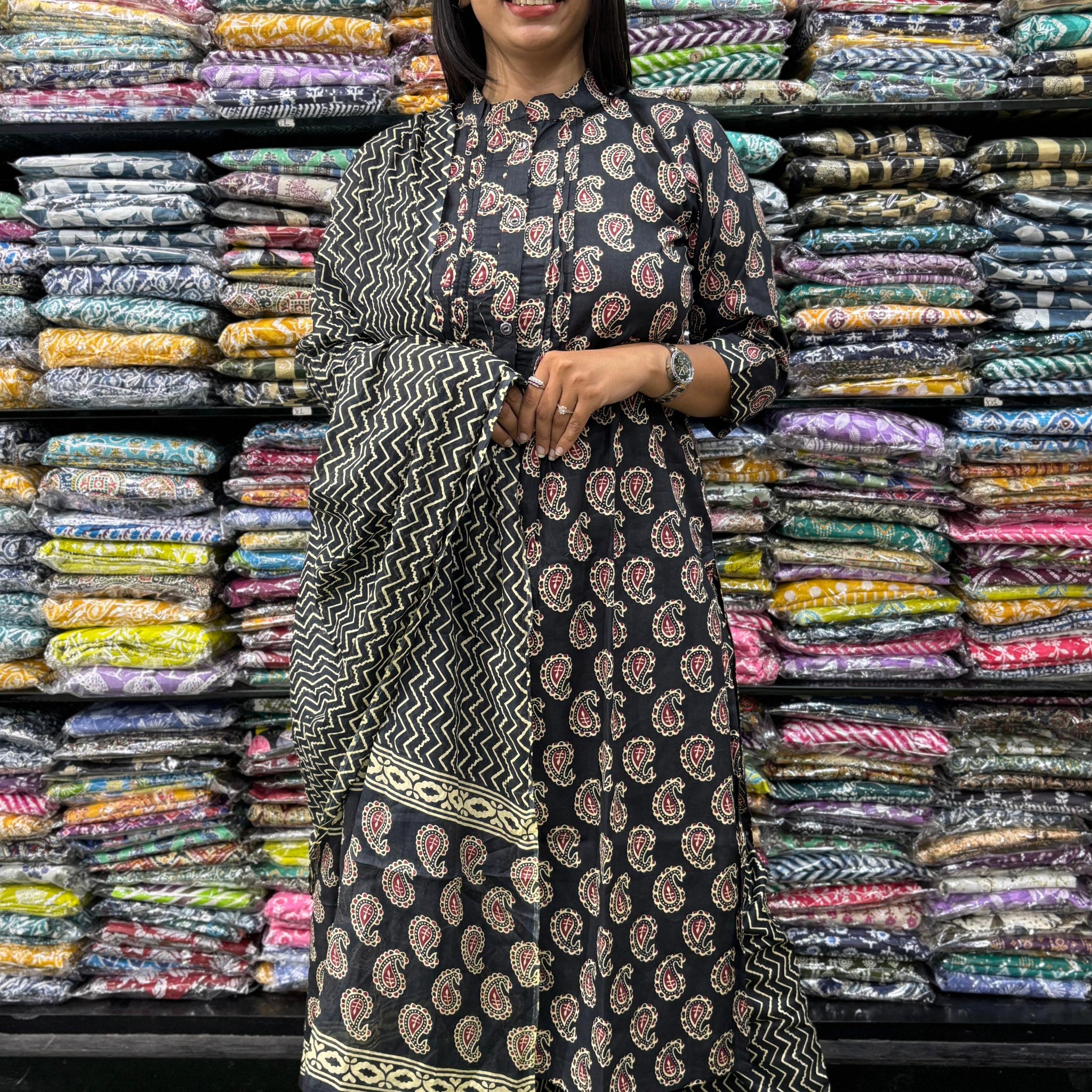 PURE COTTON  STRAIGHT CHINESE KURTI PANT & DUPATTA