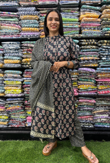 PURE COTTON  STRAIGHT CHINESE KURTI PANT & DUPATTA