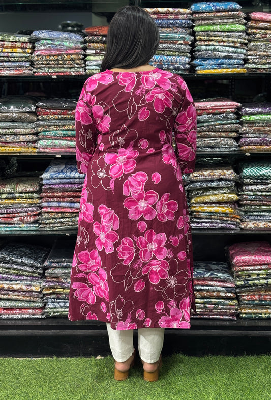 ALINE KURTI (PURE COTTON,V-NECK)