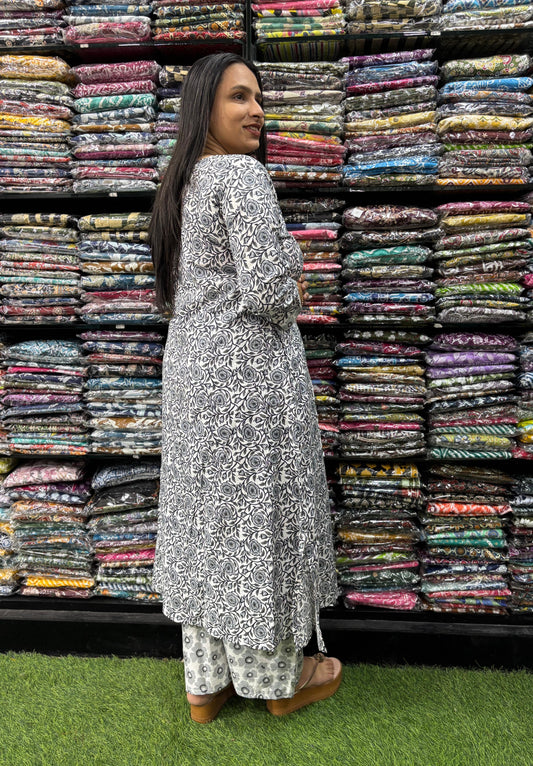 PURE COTTON ALINE ROUND NECK KURTI  WITH PLAZO