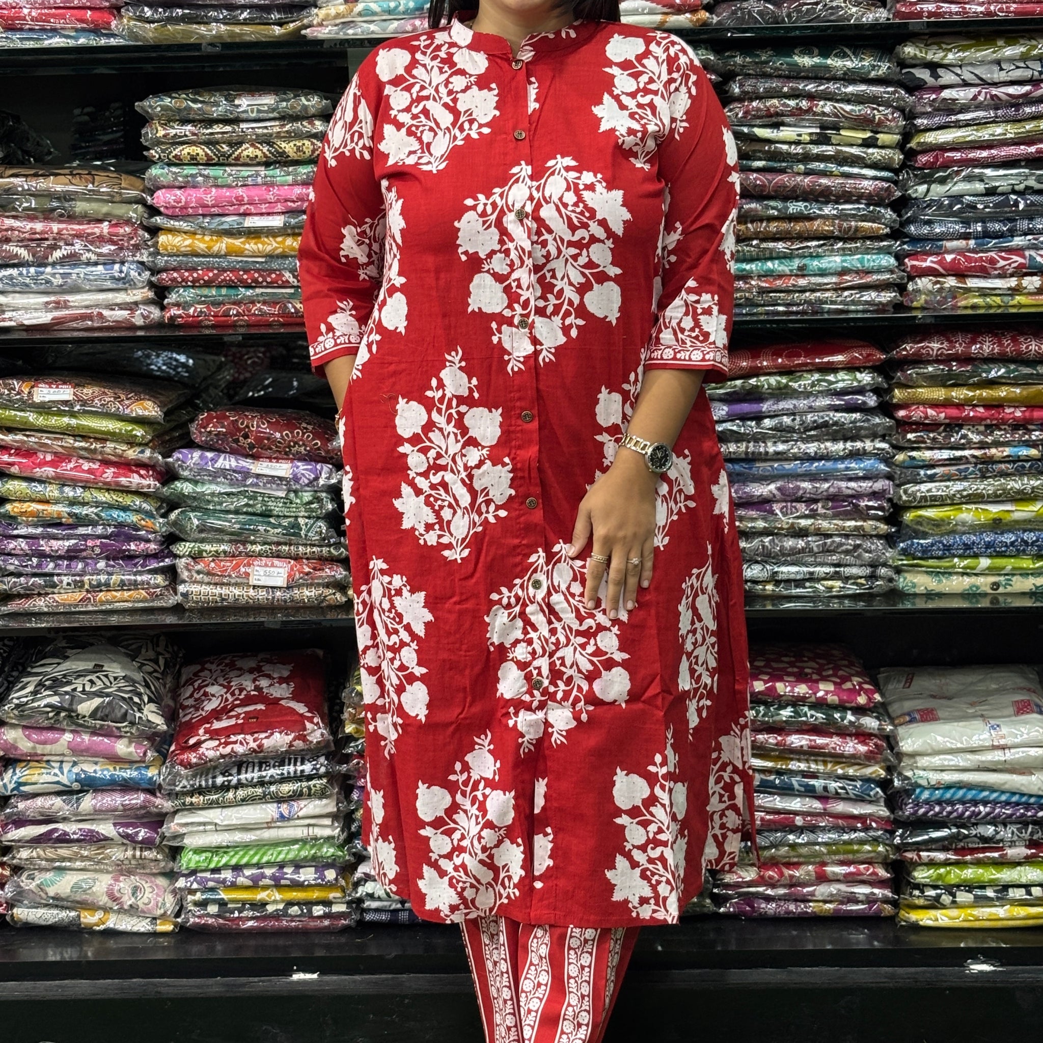 ALINE KURTI WITH PLAZO (PURE CAMRIC COTTON)