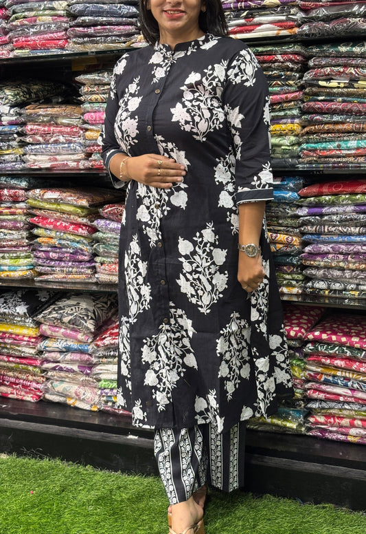 ALINE KURTI WITH PLAZO (PURE CAMRIC COTTON)