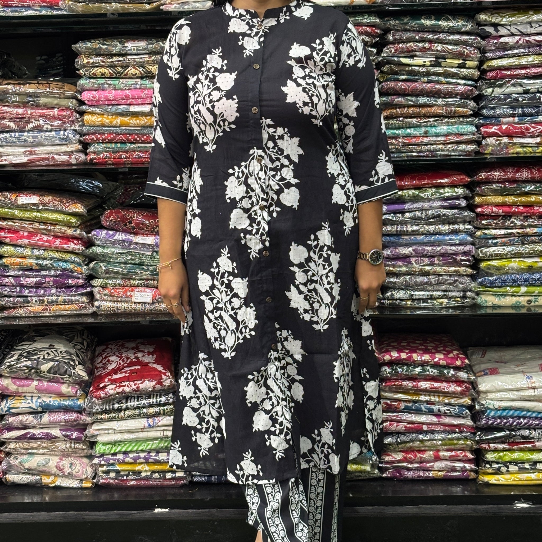 ALINE KURTI WITH PLAZO (PURE CAMRIC COTTON)