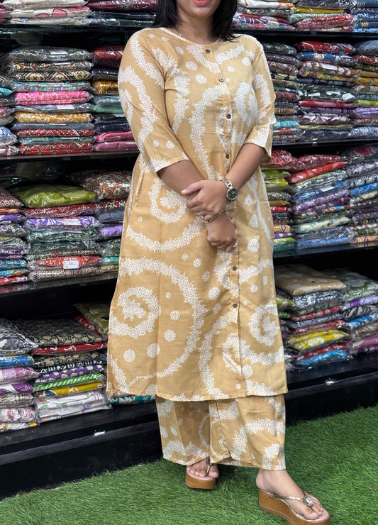 ALINE KURTI WITH PLAZO (MAGIC (MIX) COTTON)