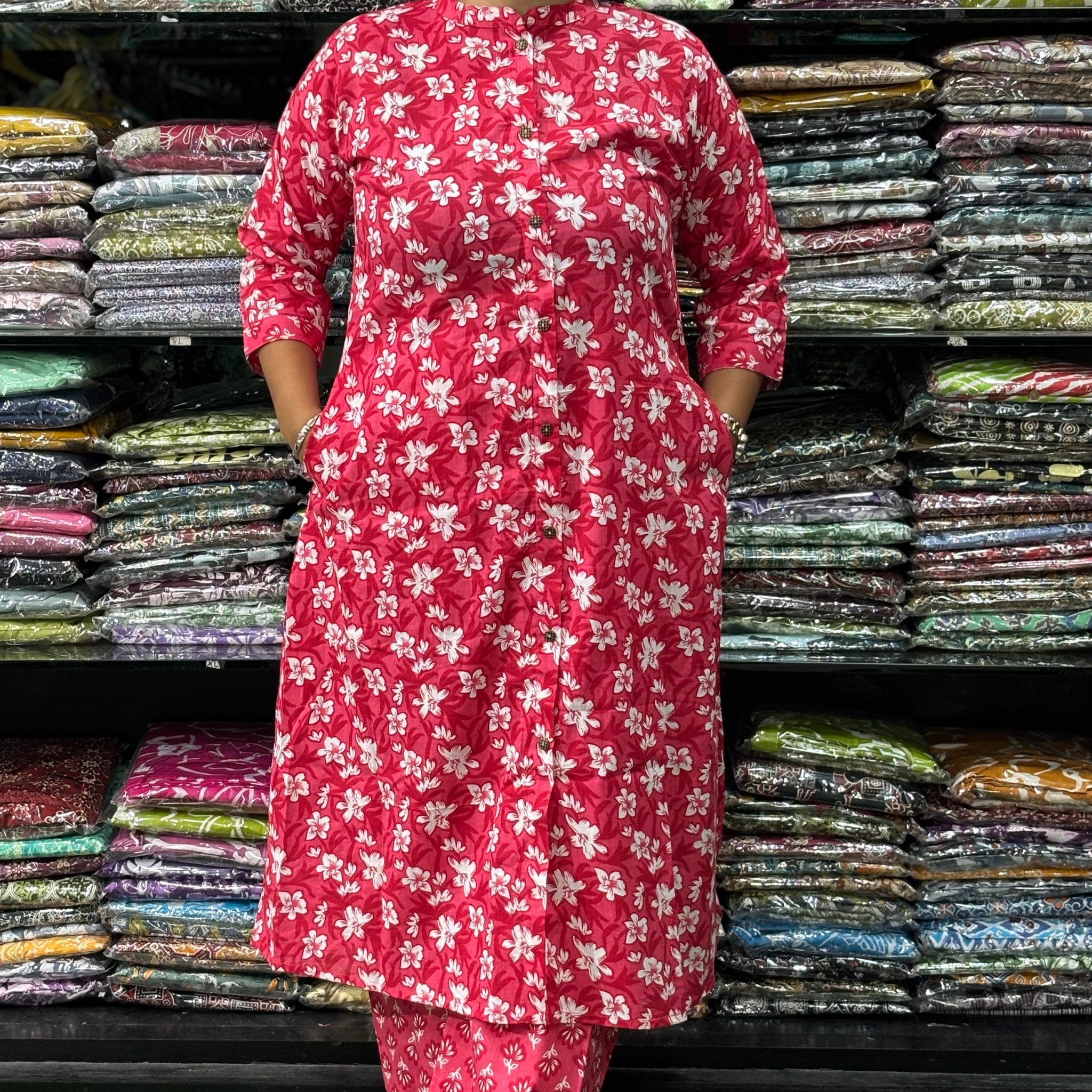 ALINE KURTI-PLAZO (PURE CAMRIC COTTON)