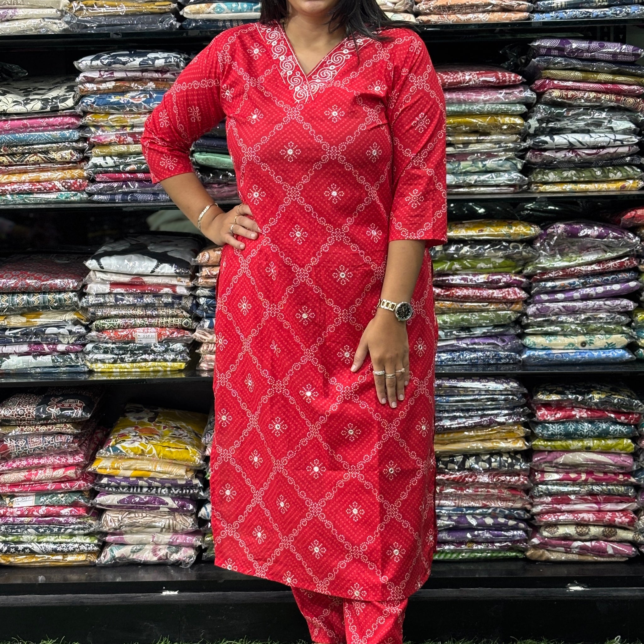 STRAIGHT KURTI WITH PANT (PURE CAMRIC COTTON,WORK)