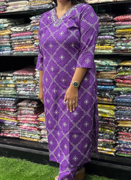 STRAIGHT KURTI WITH PANT (PURE CAMRIC COTTON,WORK)