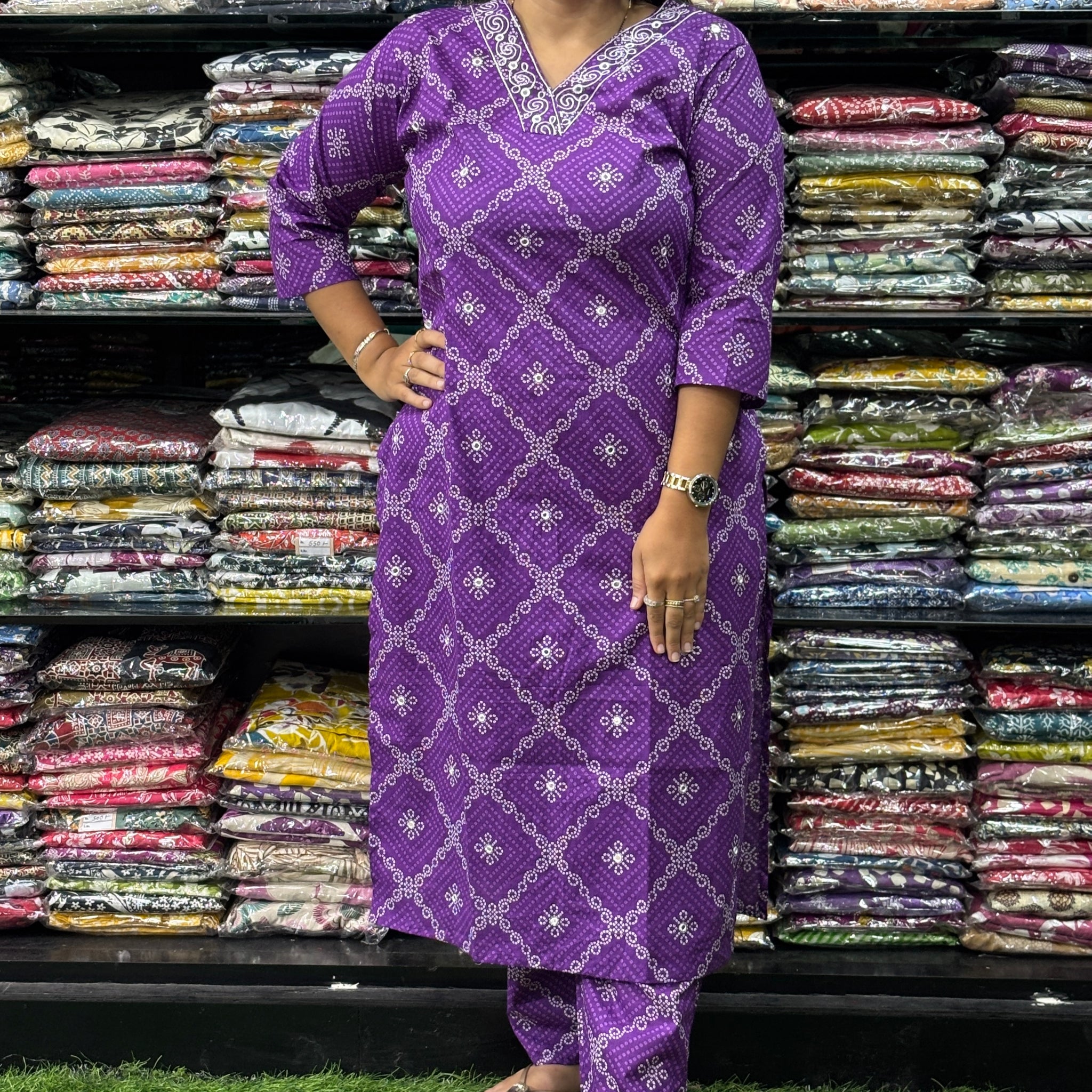 STRAIGHT KURTI WITH PANT (PURE CAMRIC COTTON,WORK)