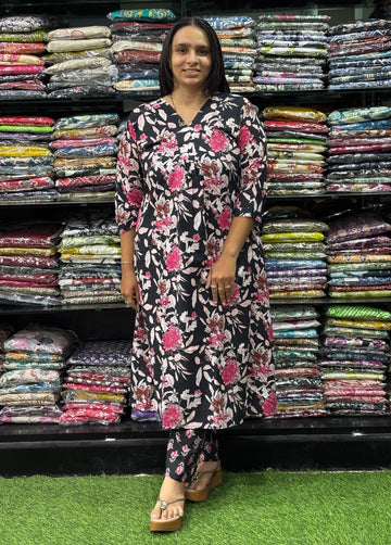 ALINE KURTI WITH PANT (PURE CAMRIC COTTON)